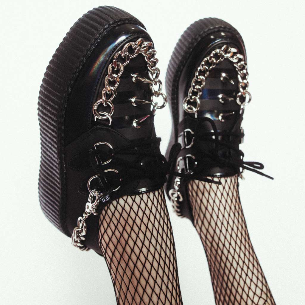 TUK Shoes Spiked Black Viva High Creeper