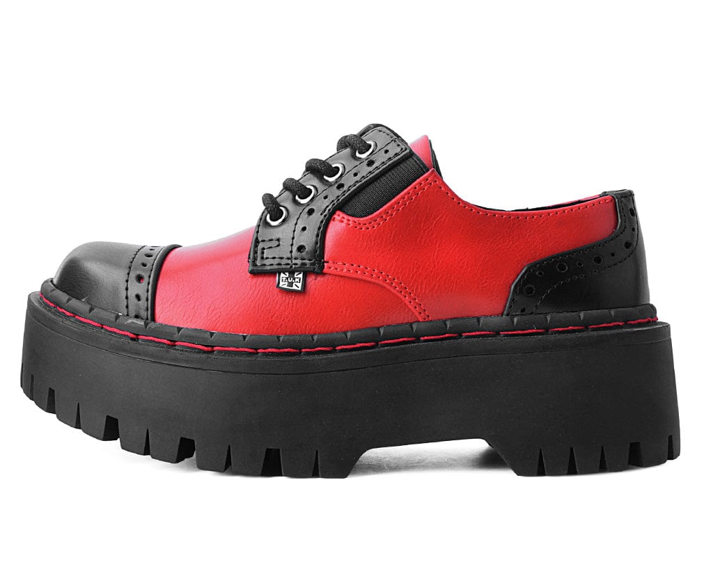 TUK Shoes Double Decker Brogue Lace Up Black & Red