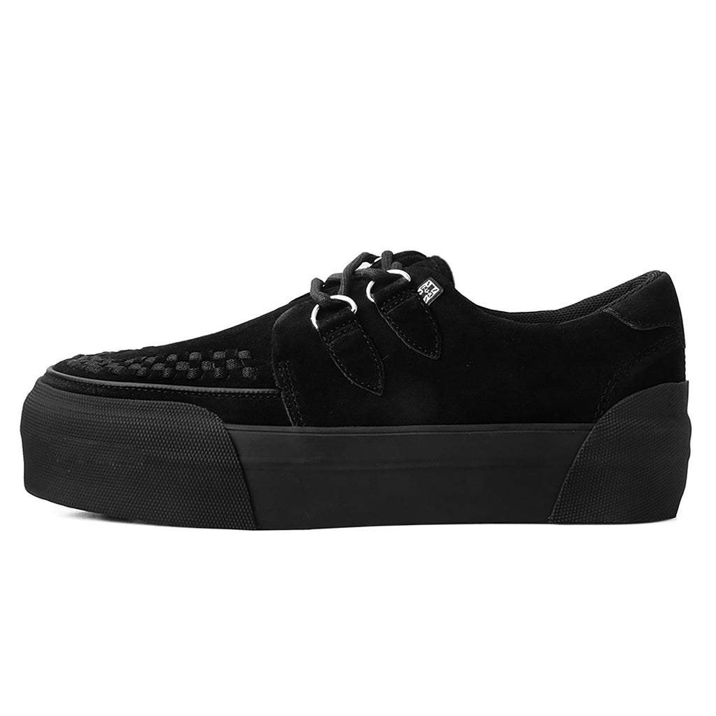 TUK Shoes Creeper Sneaker Stacked Black Suede