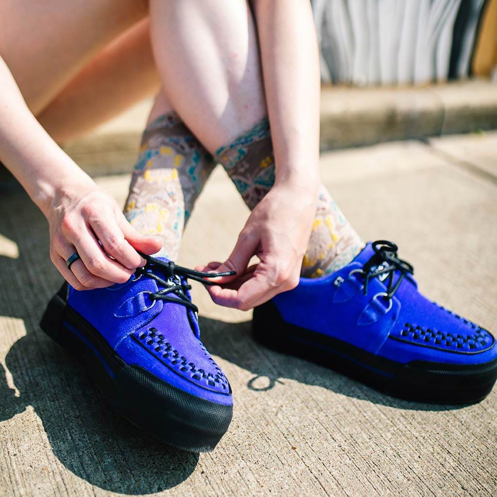 TUK Shoes Creeper Sneaker Stacked Blue Suede