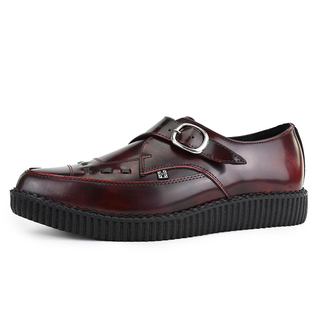 TUK Shoes Pointed Creeper Burgundy Rub Off Leather
