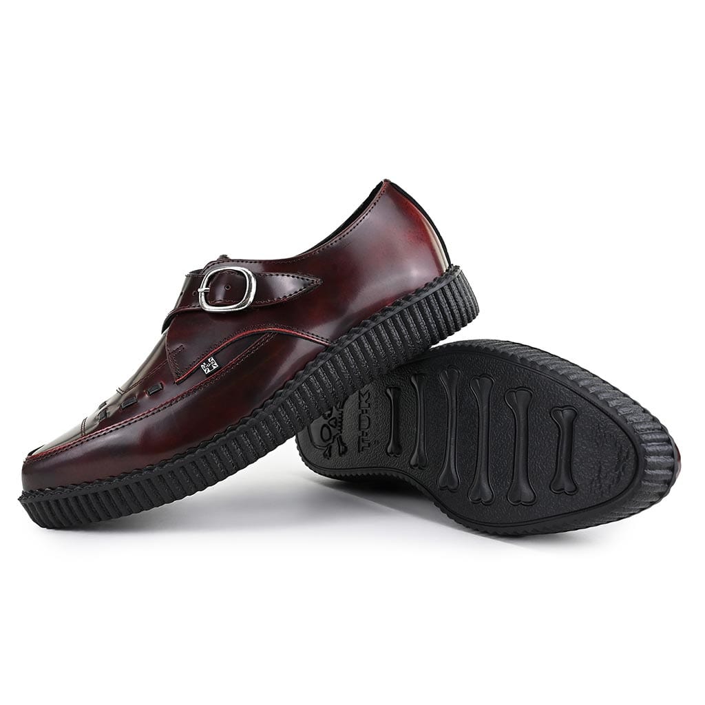 TUK Shoes Pointed Creeper Burgundy Rub Off Leather