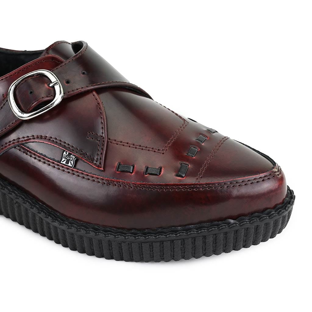 TUK Shoes Pointed Creeper Burgundy Rub Off Leather