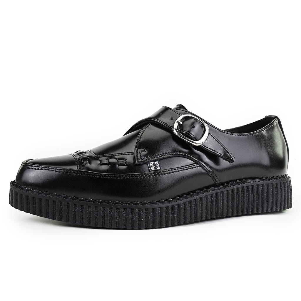 TUK Shoes Pointed Creeper Monk Buckle Black Leather