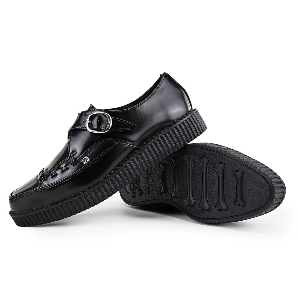 TUK Shoes Pointed Creeper Monk Buckle Black Leather