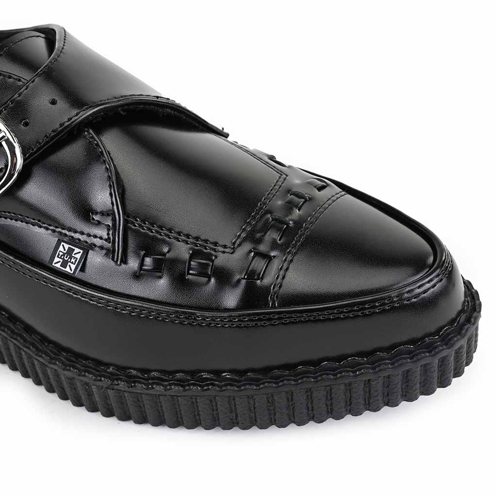 TUK Shoes Pointed Creeper Monk Buckle Black Leather