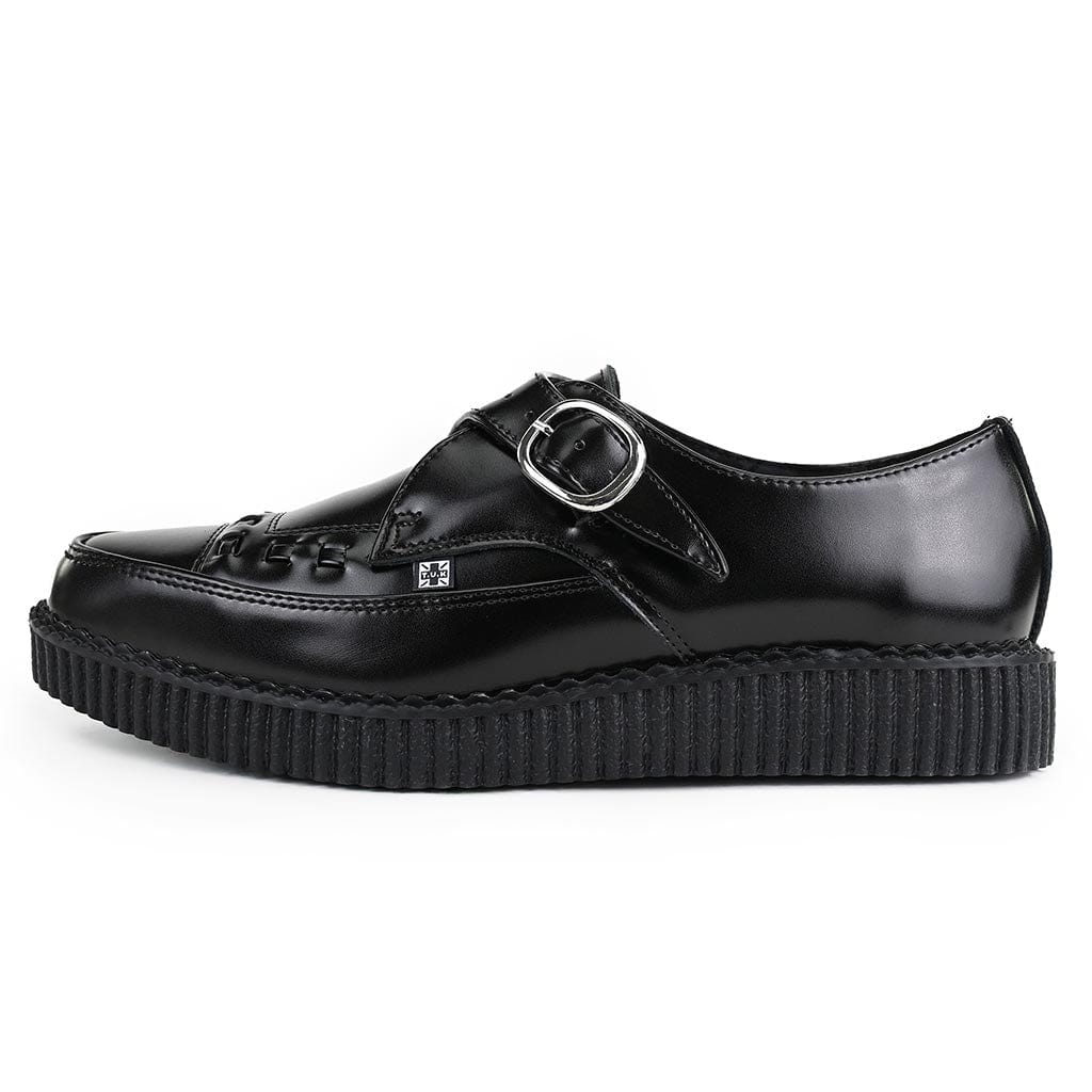 TUK Shoes Pointed Creeper Monk Buckle Black Leather