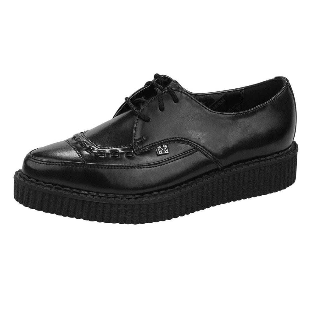 TUK Shoes Pointed Creeper Black Leather Tie