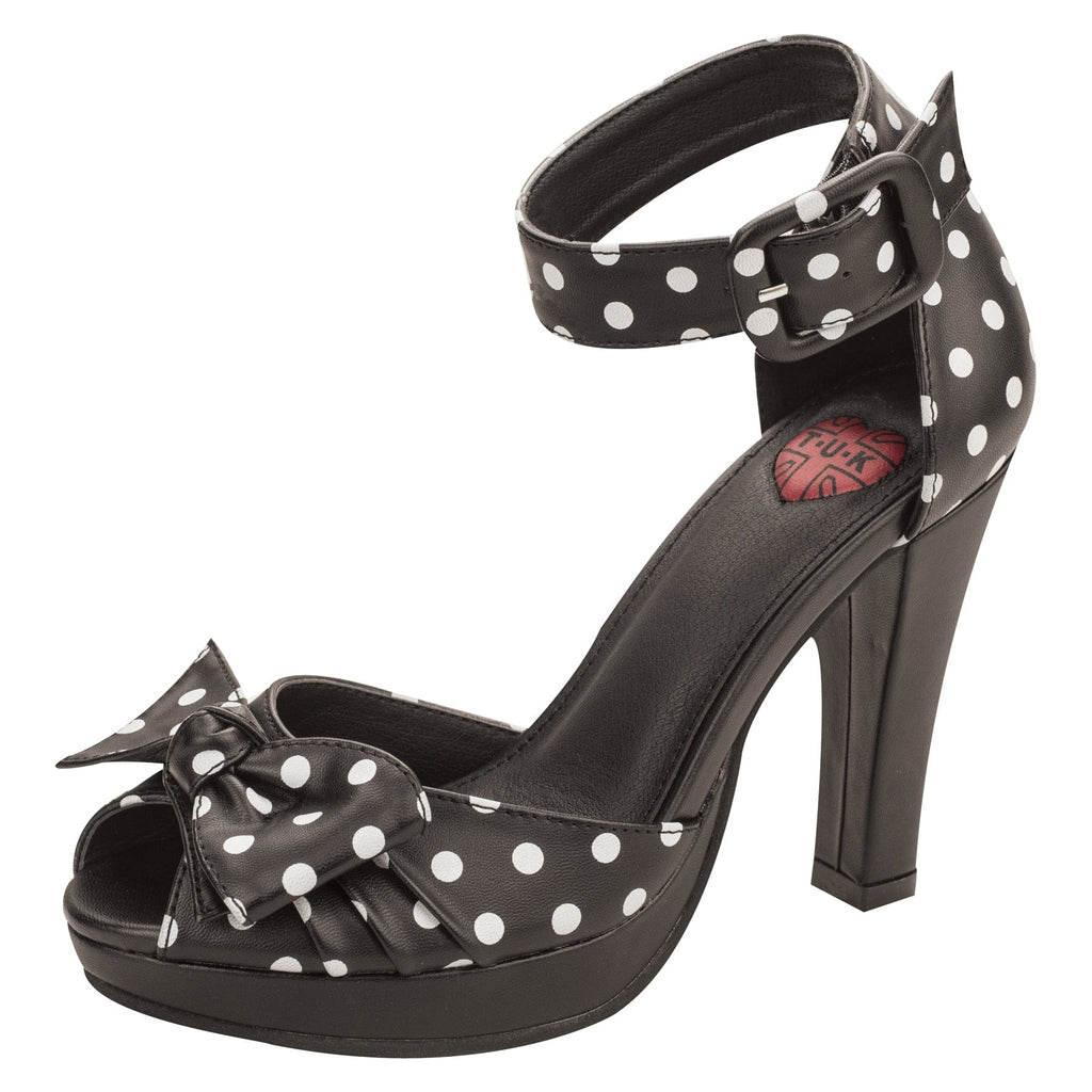 TUK Shoes Starlet Heel Black & White Polka Dot