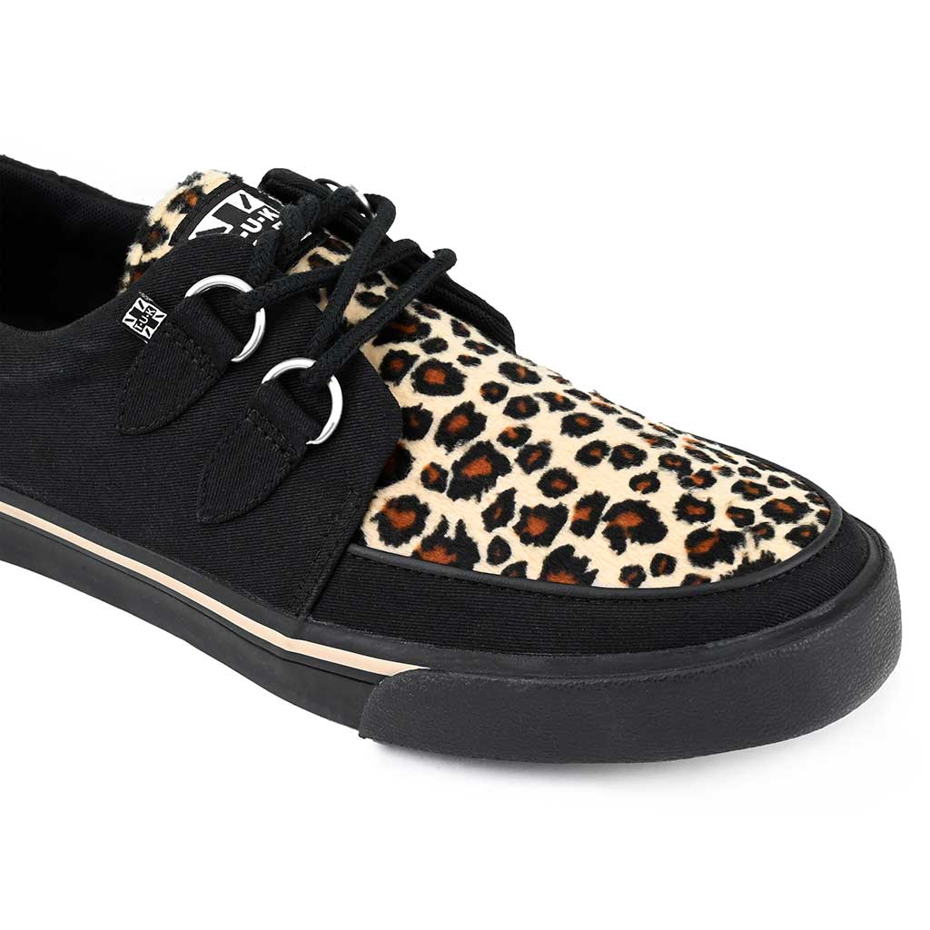 TUK Shoes Creeper Sneaker Black Canvas & Leopard Print