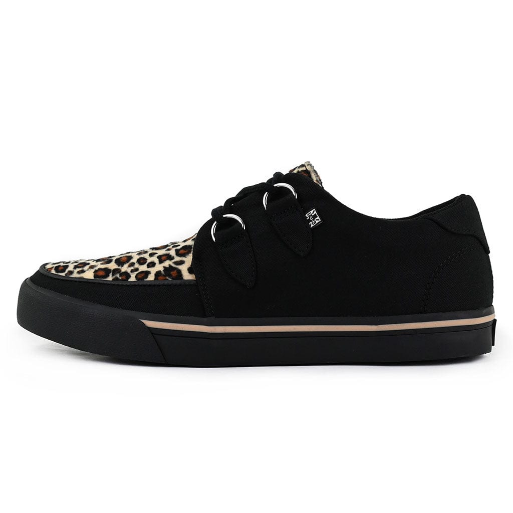 TUK Shoes Creeper Sneaker Black Canvas & Leopard Print