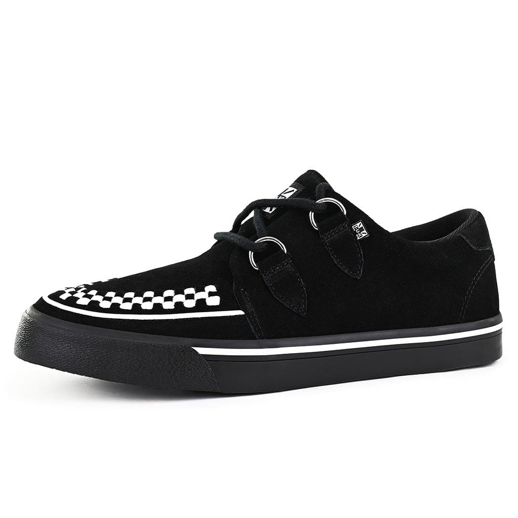 TUK Shoes Creeper Sneaker Black Suede & White Interlace