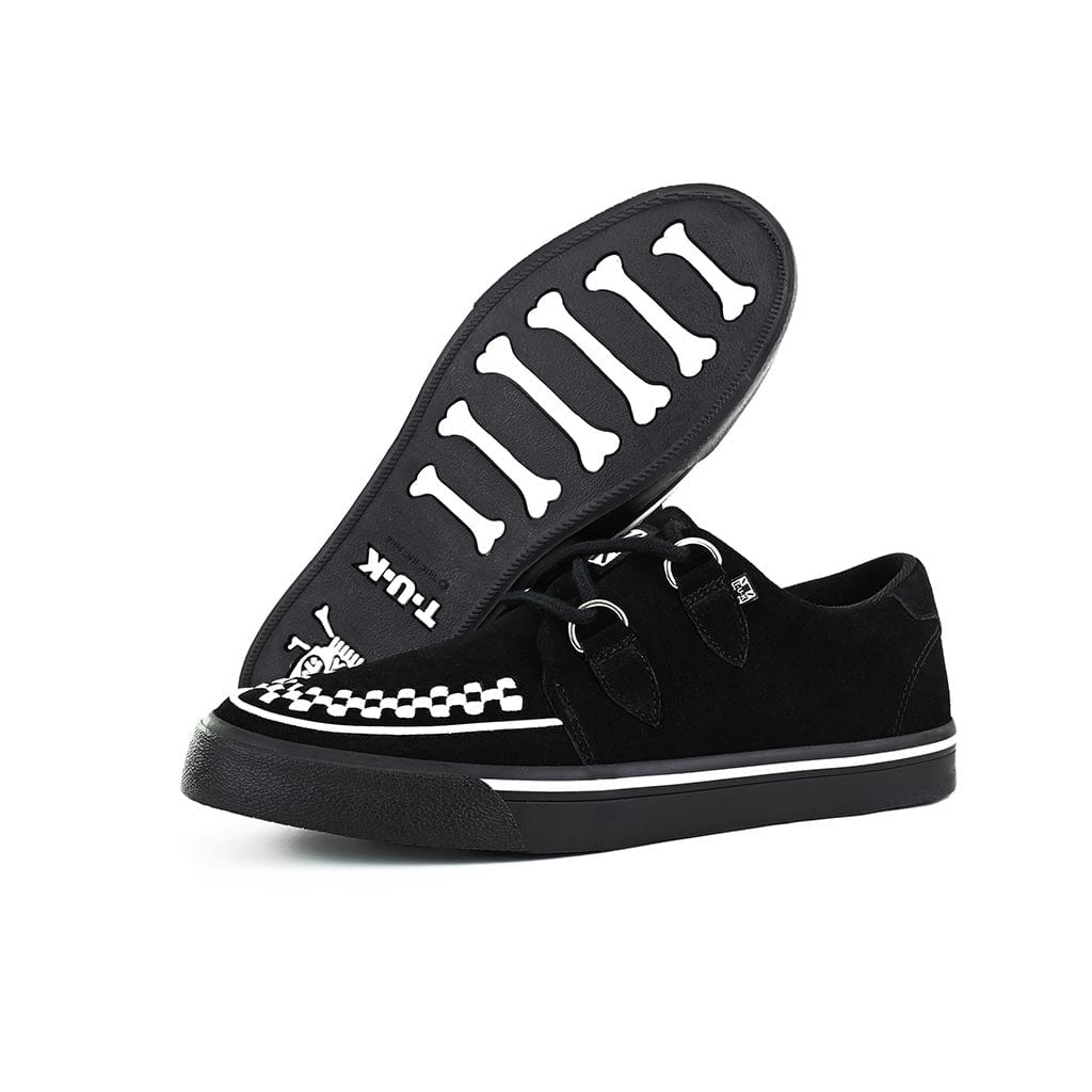 TUK Shoes Creeper Sneaker Black Suede & White Interlace