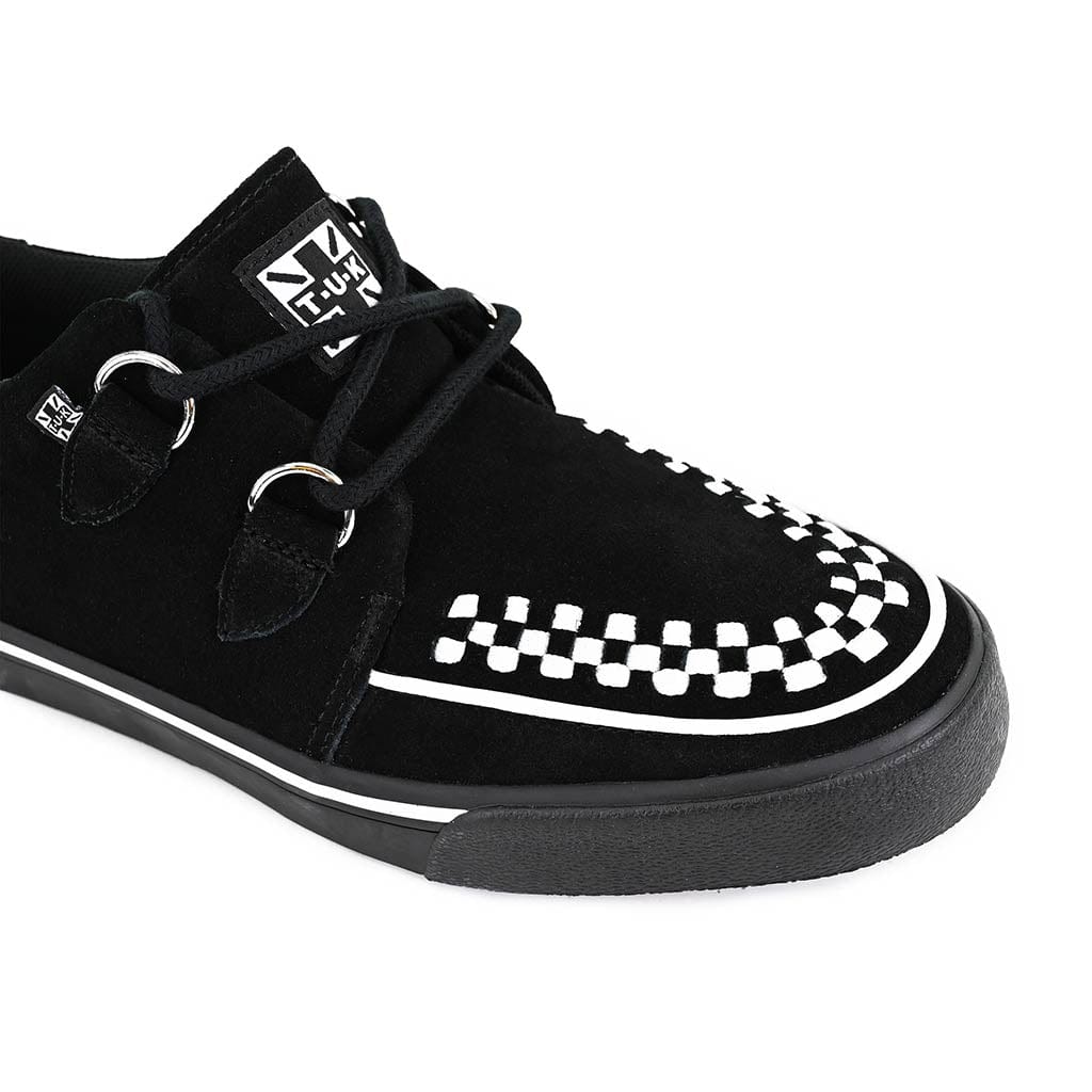 TUK Shoes Creeper Sneaker Black Suede & White Interlace