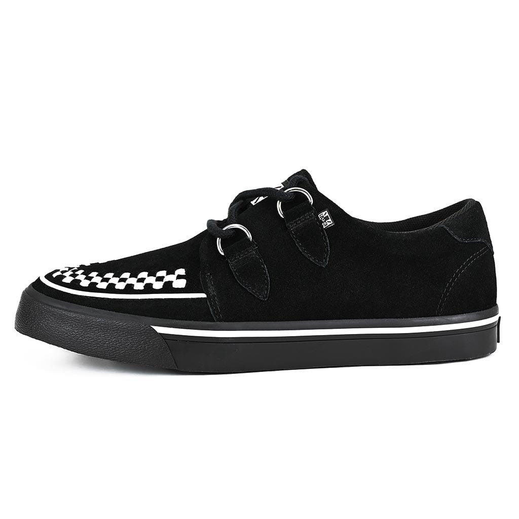 TUK Shoes Creeper Sneaker Black Suede & White Interlace