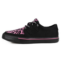 Creeper Sneaker Black Canvas & Pink Leopard Print