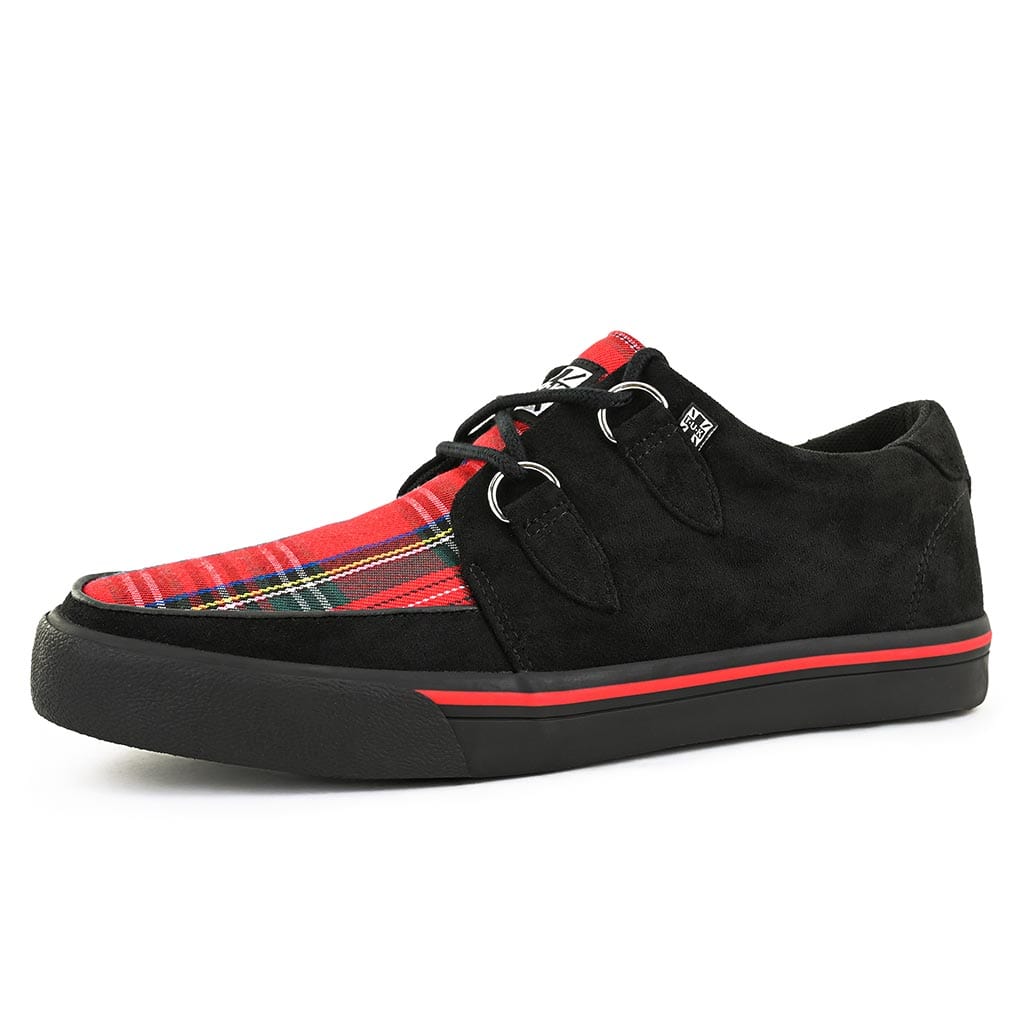 TUK Shoes Creeper Sneaker Black & Tartan Vegan Suede