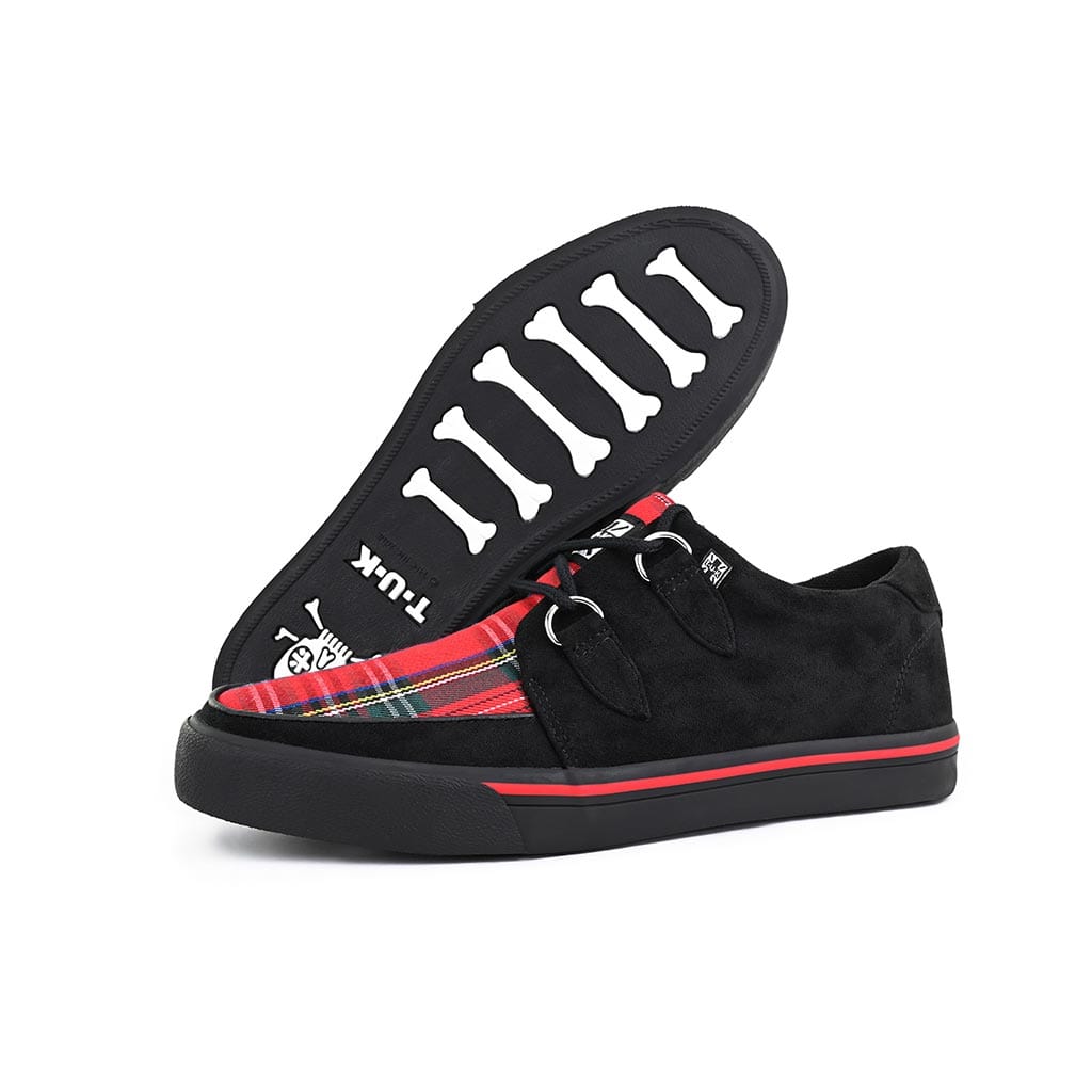 TUK Shoes Creeper Sneaker Black & Tartan Vegan Suede