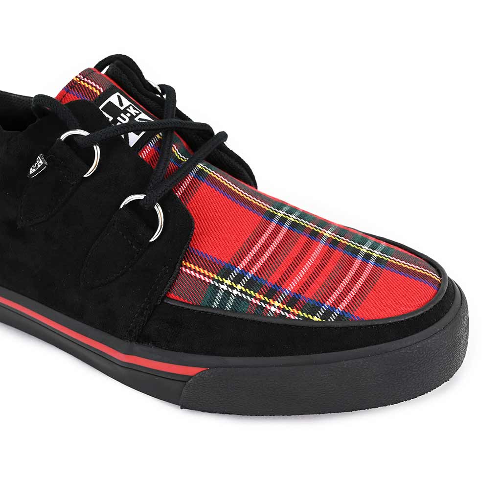 TUK Shoes Creeper Sneaker Black & Tartan Vegan Suede