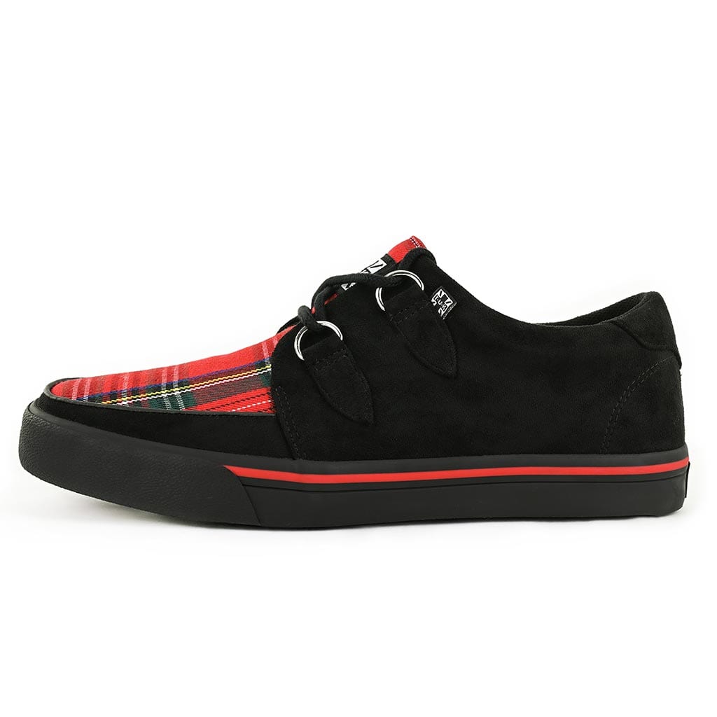 TUK Shoes Creeper Sneaker Black & Tartan Vegan Suede