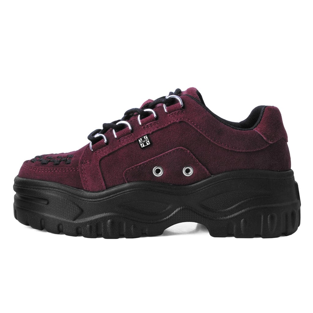 TUK Shoes Wave Platform Trainer Burgundy Suede