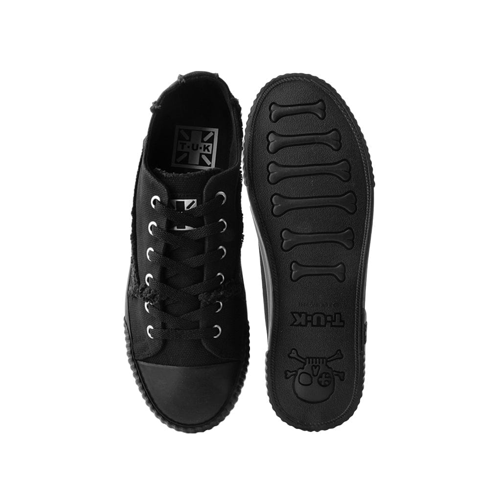 TUK Shoes Rubber Toe Sneaker Rough Cut Black Canvas