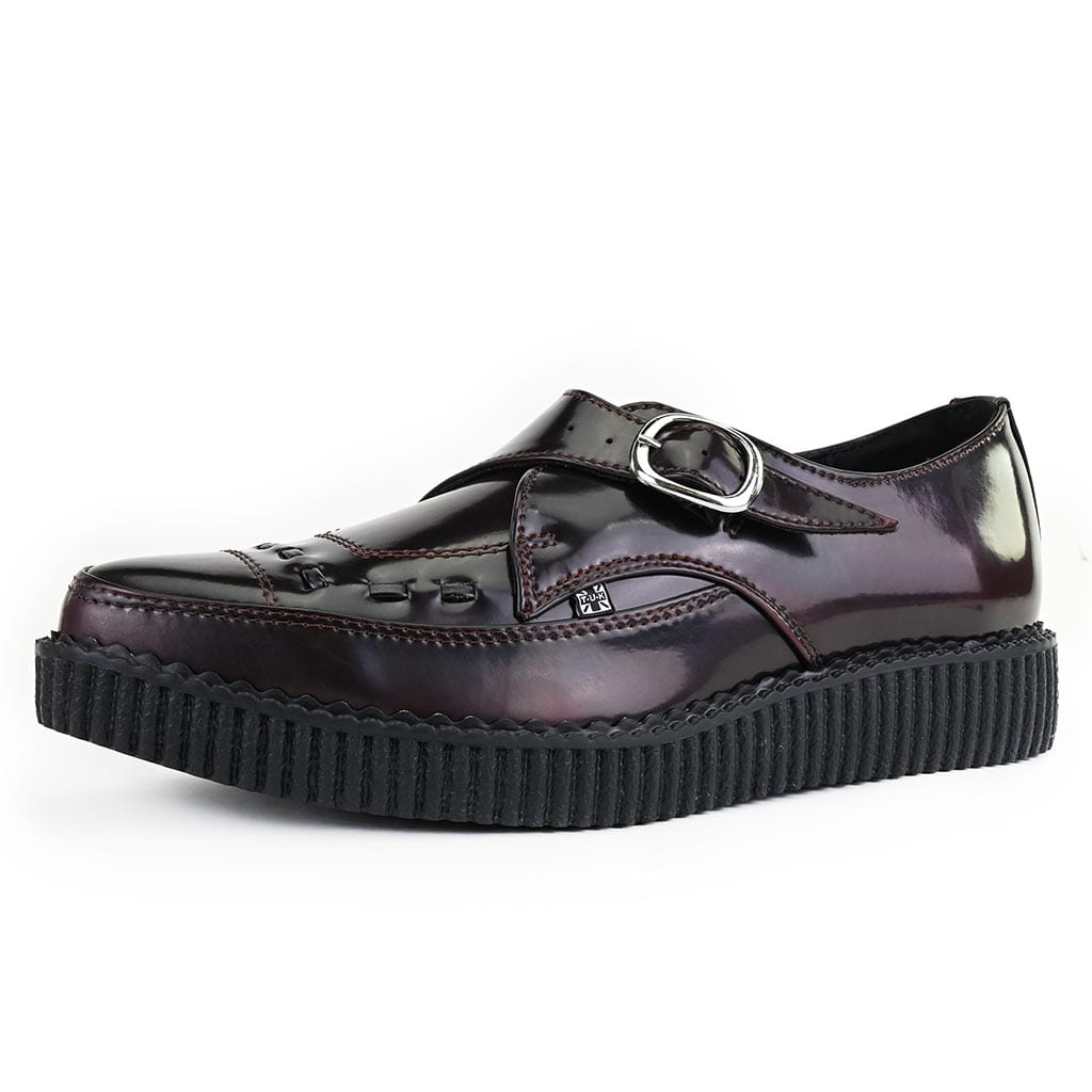 TUK Shoes Pointed Creeper Monk Buckle Burgundy TUKskin™