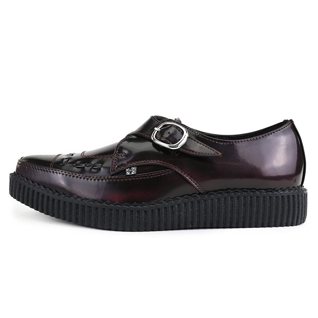 TUK Shoes Pointed Creeper Monk Buckle Burgundy TUKskin™
