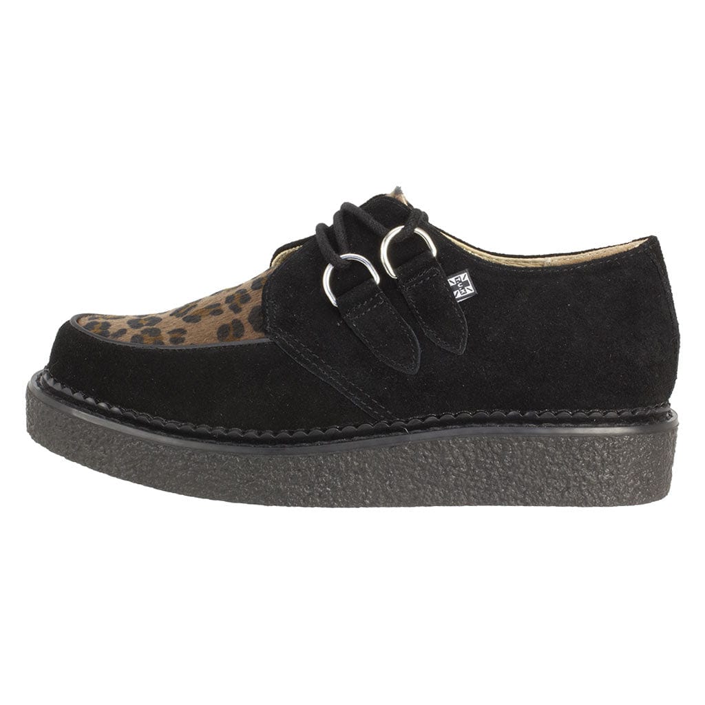 TUK Shoes 1970 Original Creeper Black Suede & Leopard Print