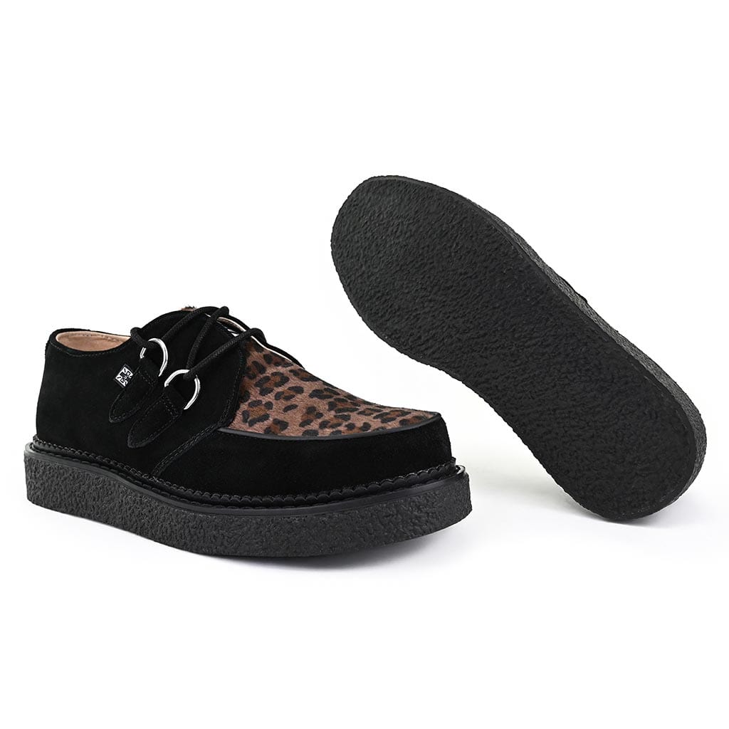 TUK Shoes 1970 Original Creeper Black Suede & Leopard Print