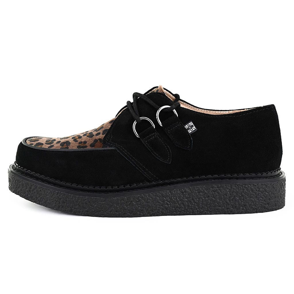 TUK Shoes 1970 Original Creeper Black Suede & Leopard Print