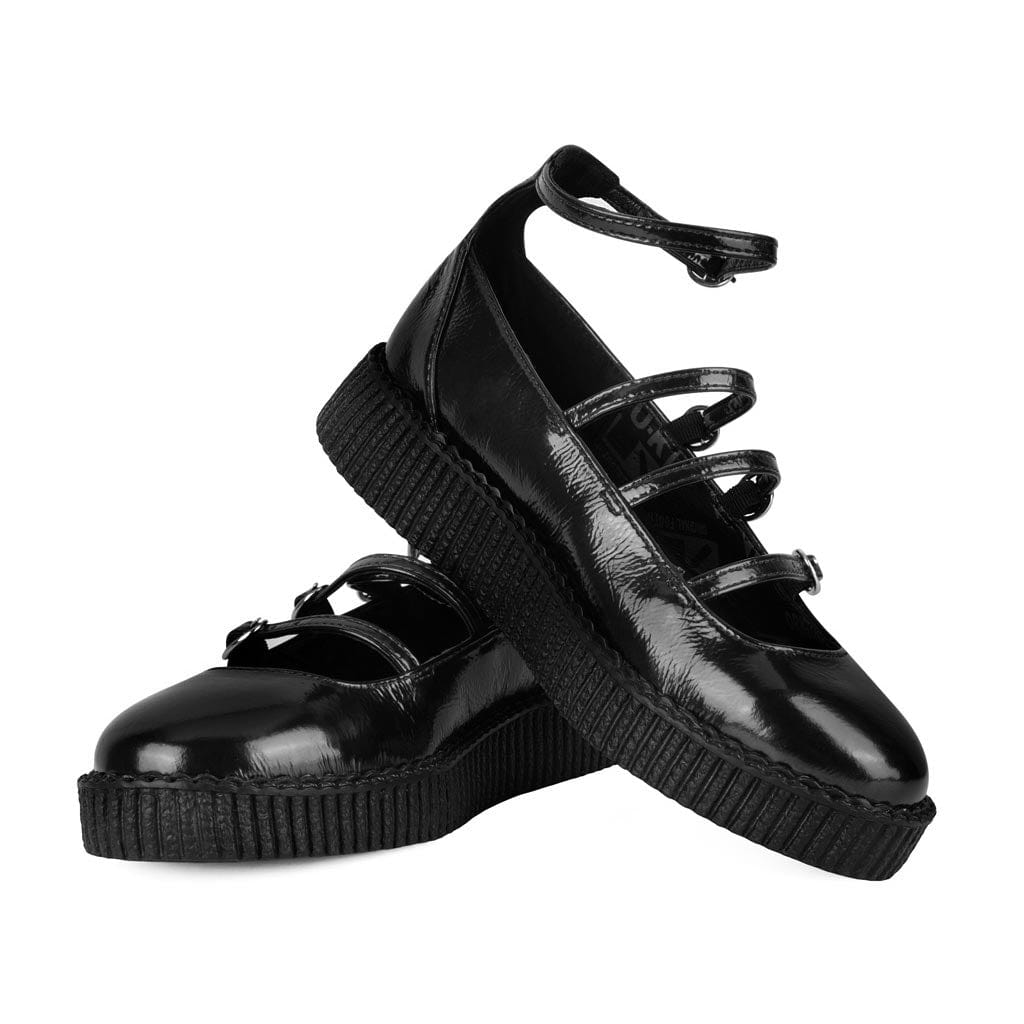 TUK Shoes Ballet Creeper 4-Strap Black Vegan