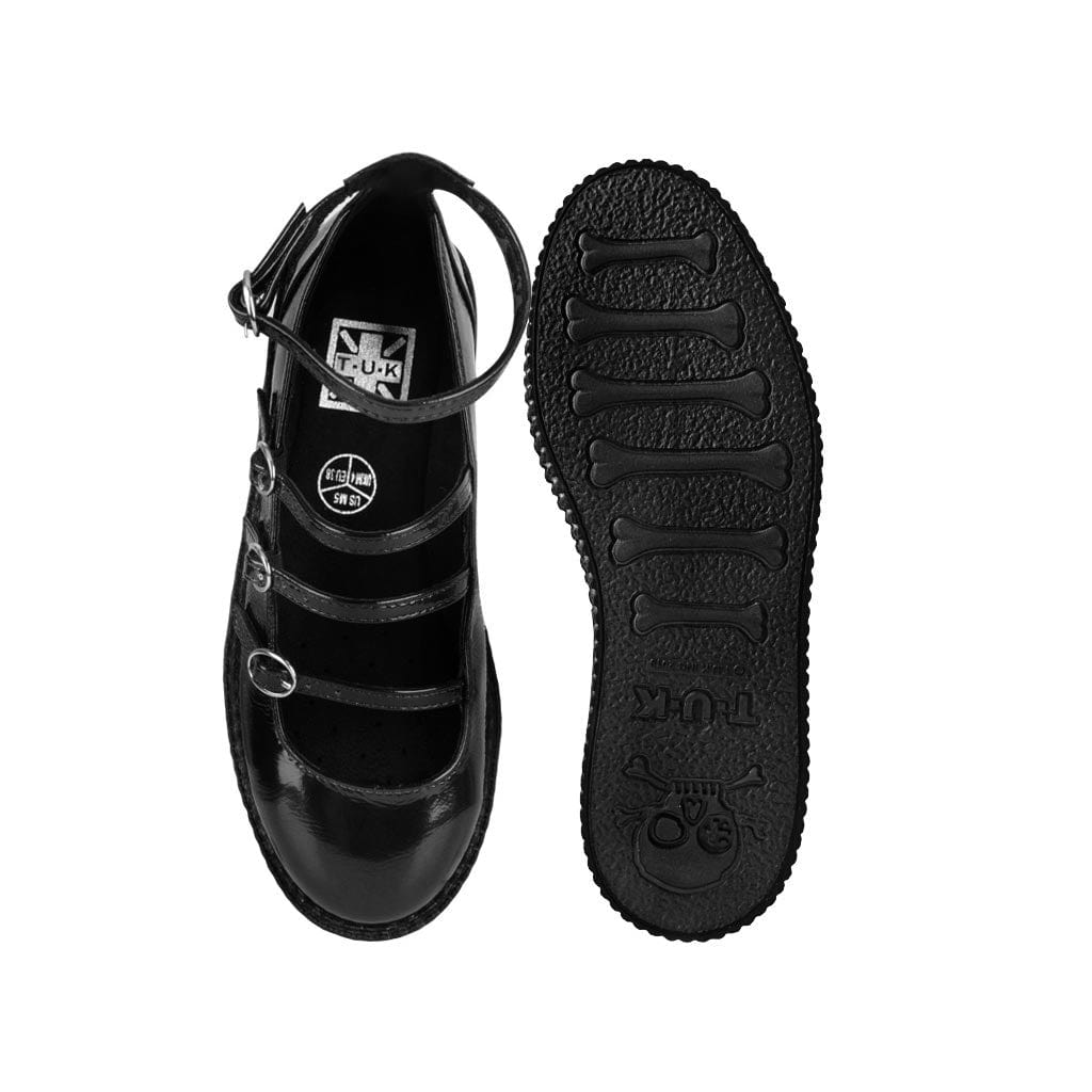 TUK Shoes Ballet Creeper 4-Strap Black Vegan