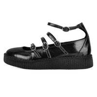 4-Strap Ballet Creeper Vegan Black Crinkle Patent