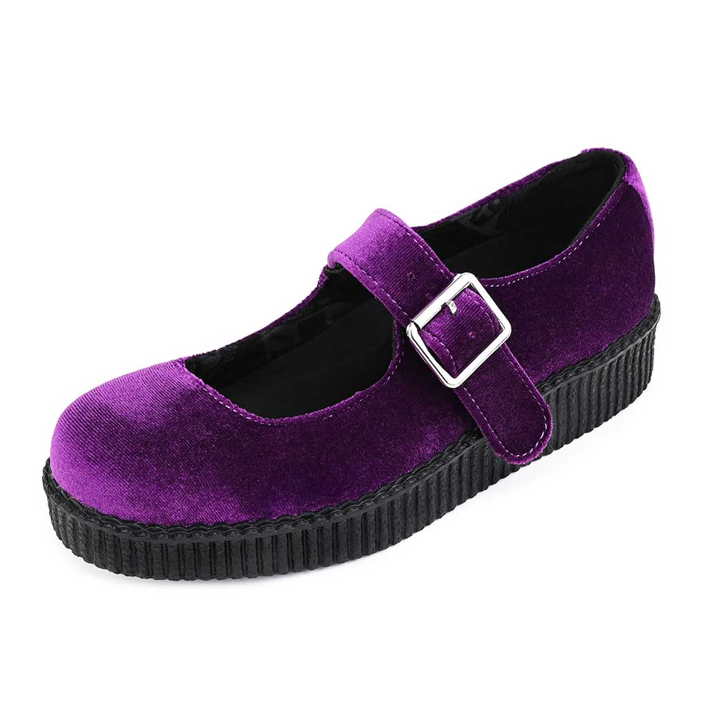 TUK Shoes Viva Low Mary Jane Purple Velvet