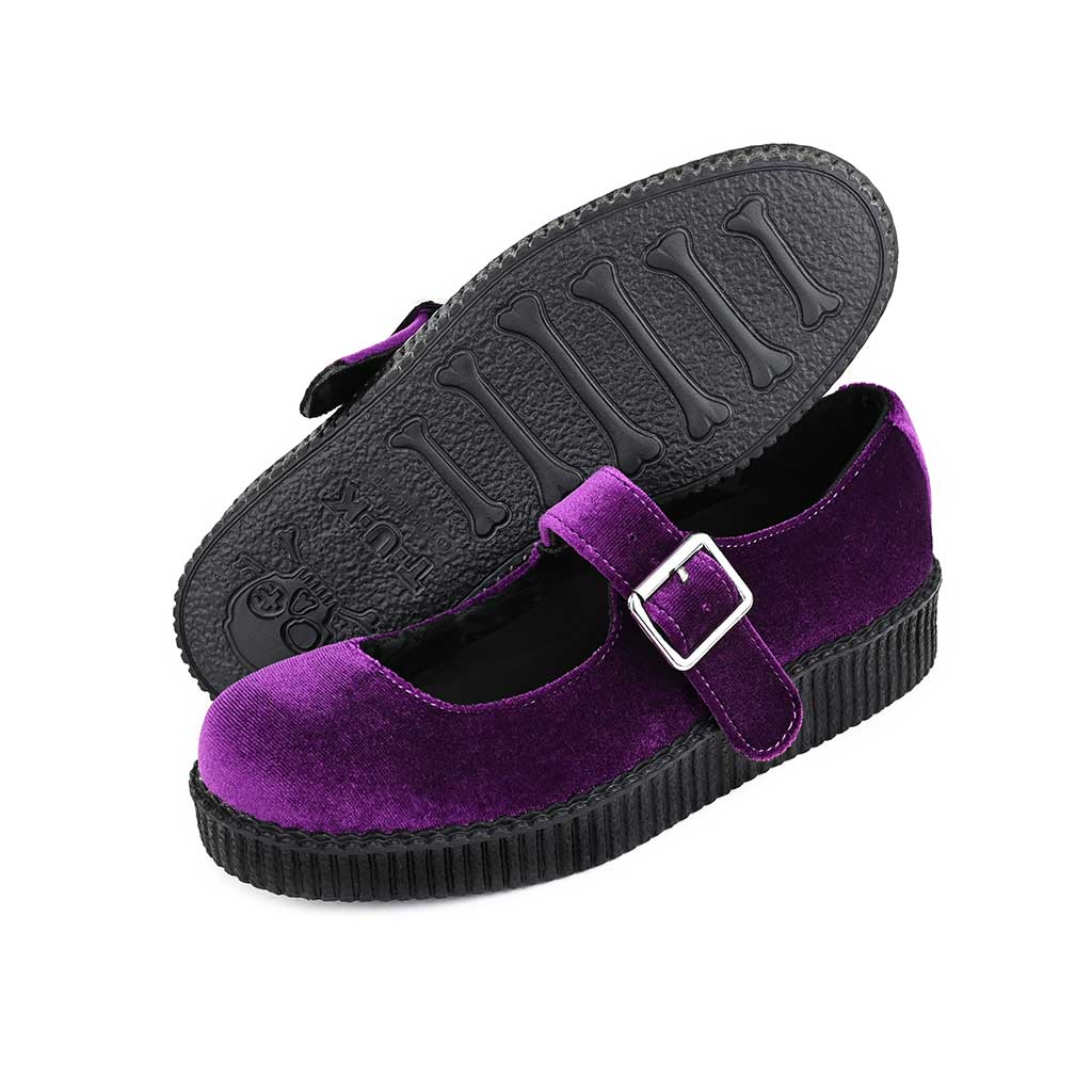 TUK Shoes Viva Low Mary Jane Purple Velvet