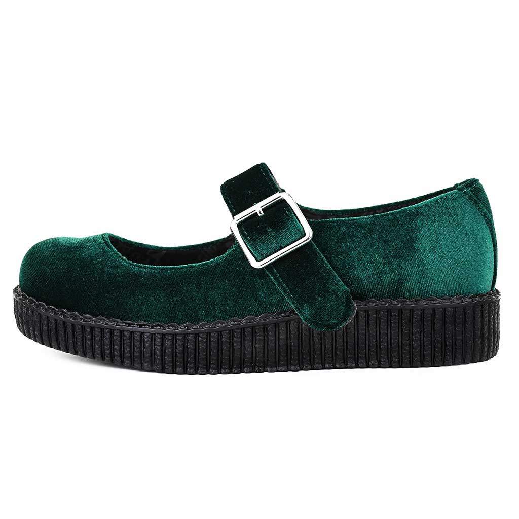 TUK Shoes Viva Low Mary Jane Green Velvet