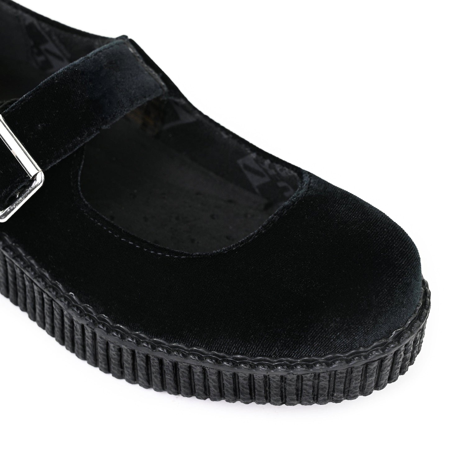 TUK Shoes Viva Low Mary Jane Velvet Black