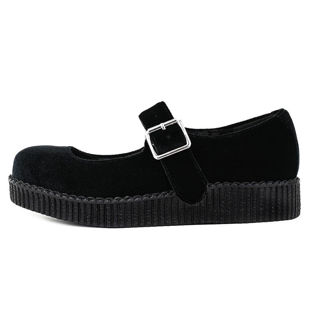 TUK Shoes Viva Low Mary Jane Velvet Black