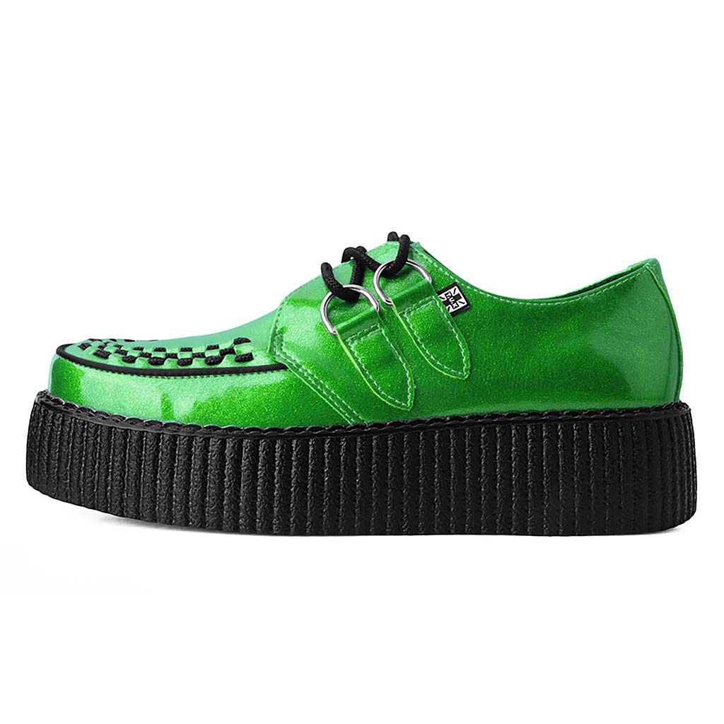 TUK Shoes Viva High Creeper Vegan Lime Green Glitter Sparkle