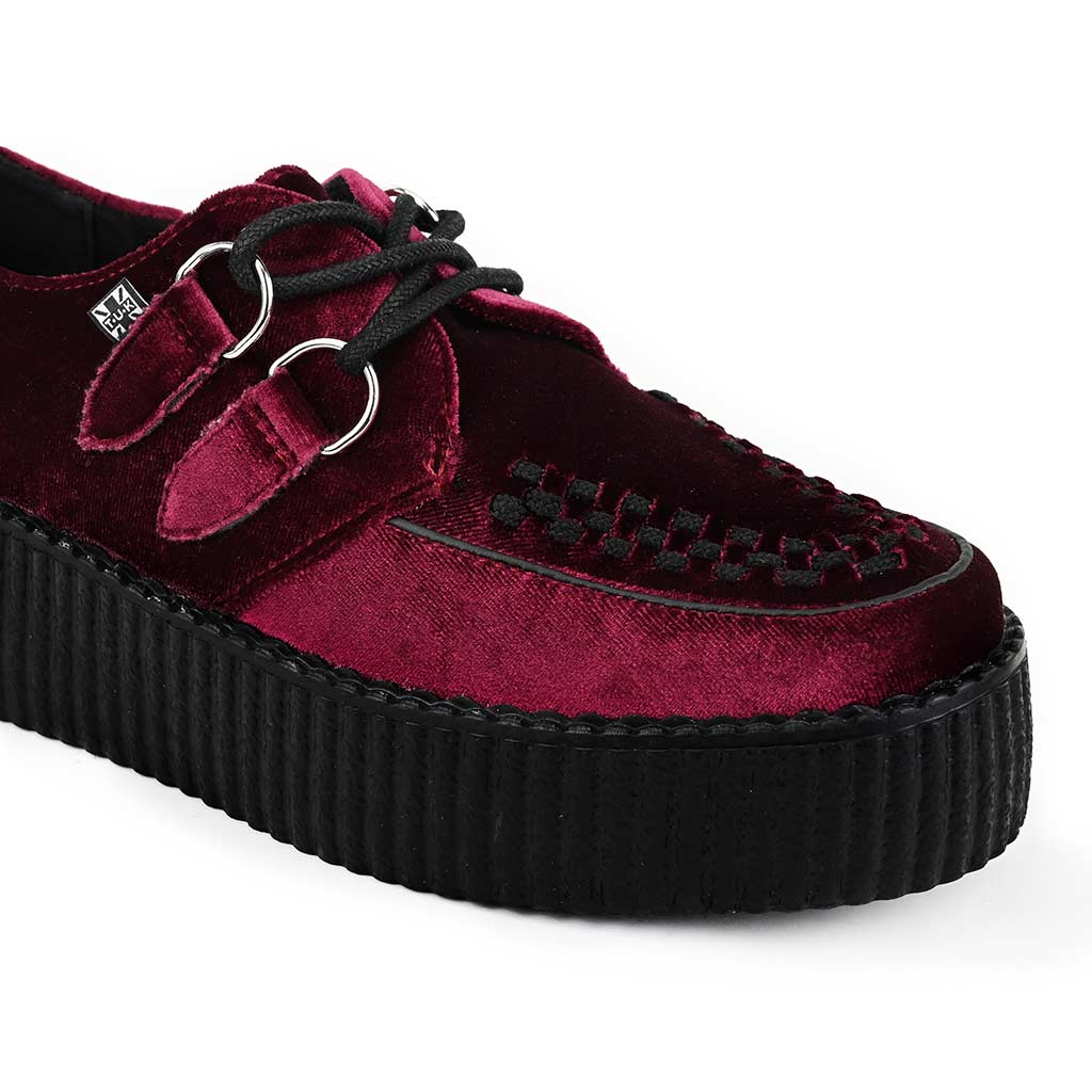 TUK Shoes Viva High Creeper Burgundy Velvet