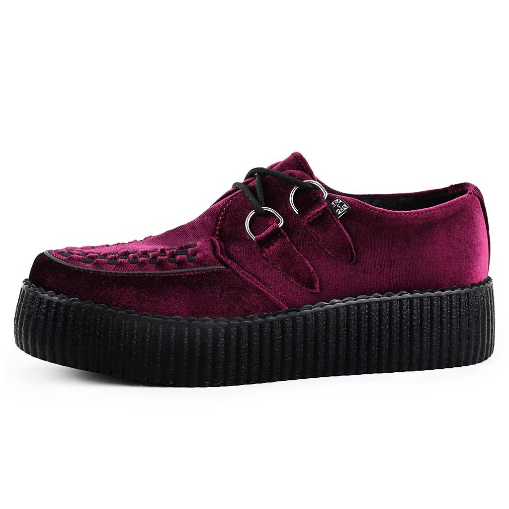 TUK Shoes Viva High Creeper Burgundy Velvet