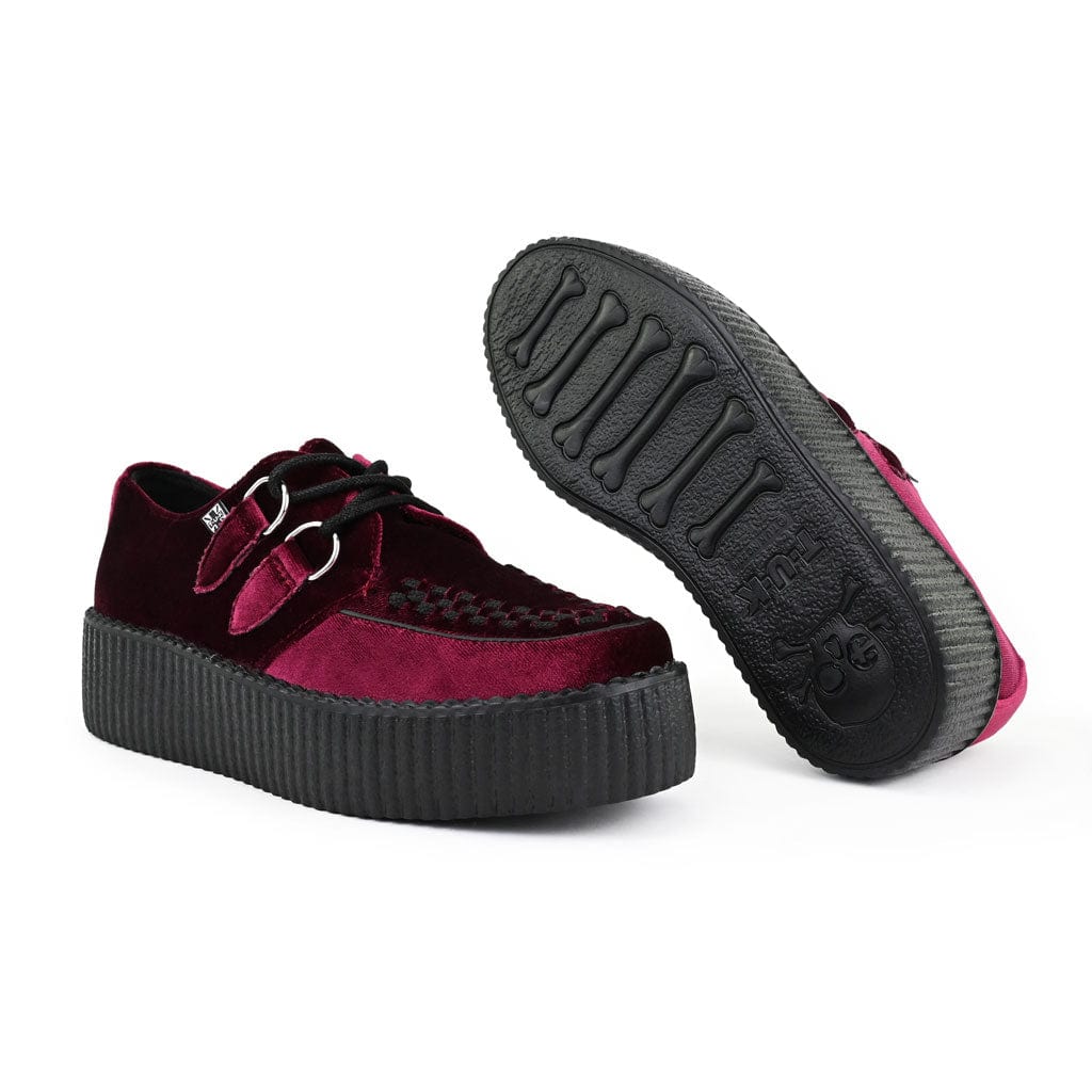 TUK Shoes Viva High Creeper Burgundy Velvet