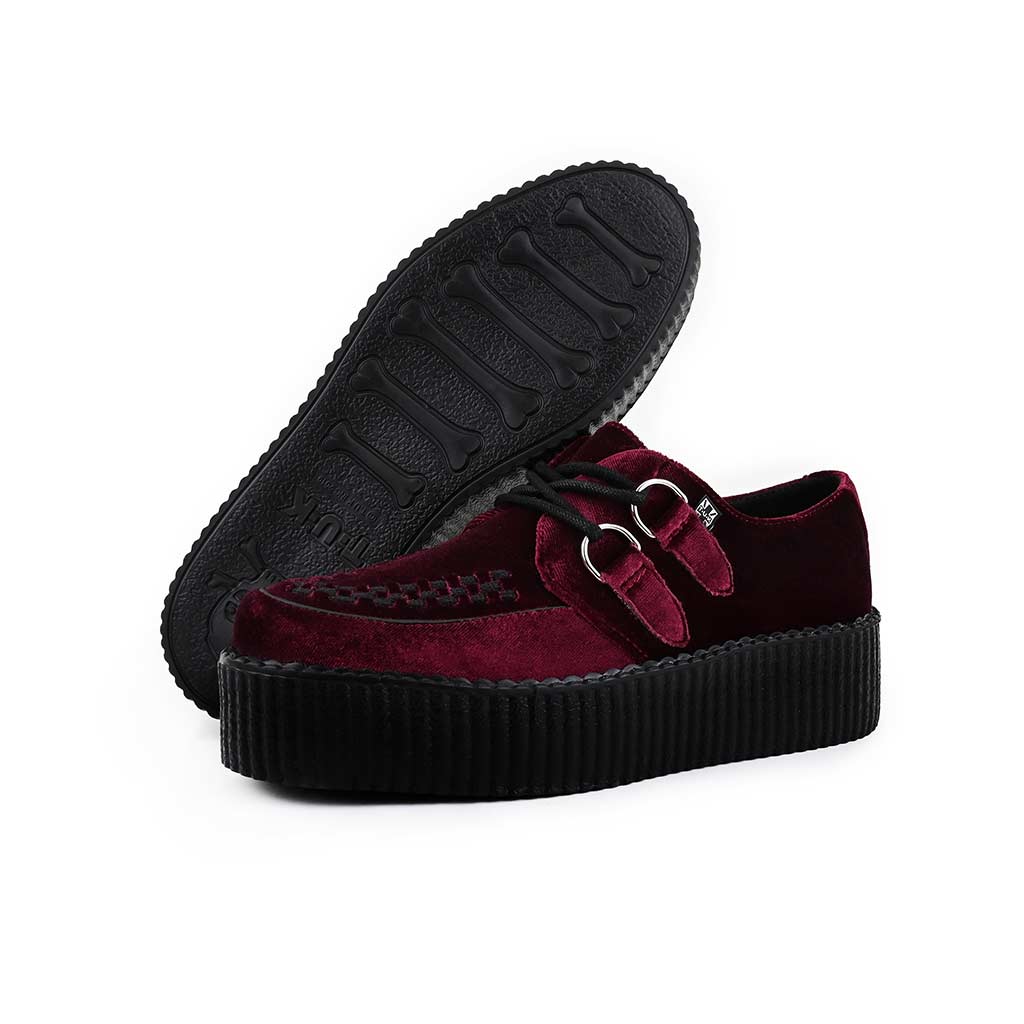 TUK Shoes Viva High Creeper Burgundy Velvet