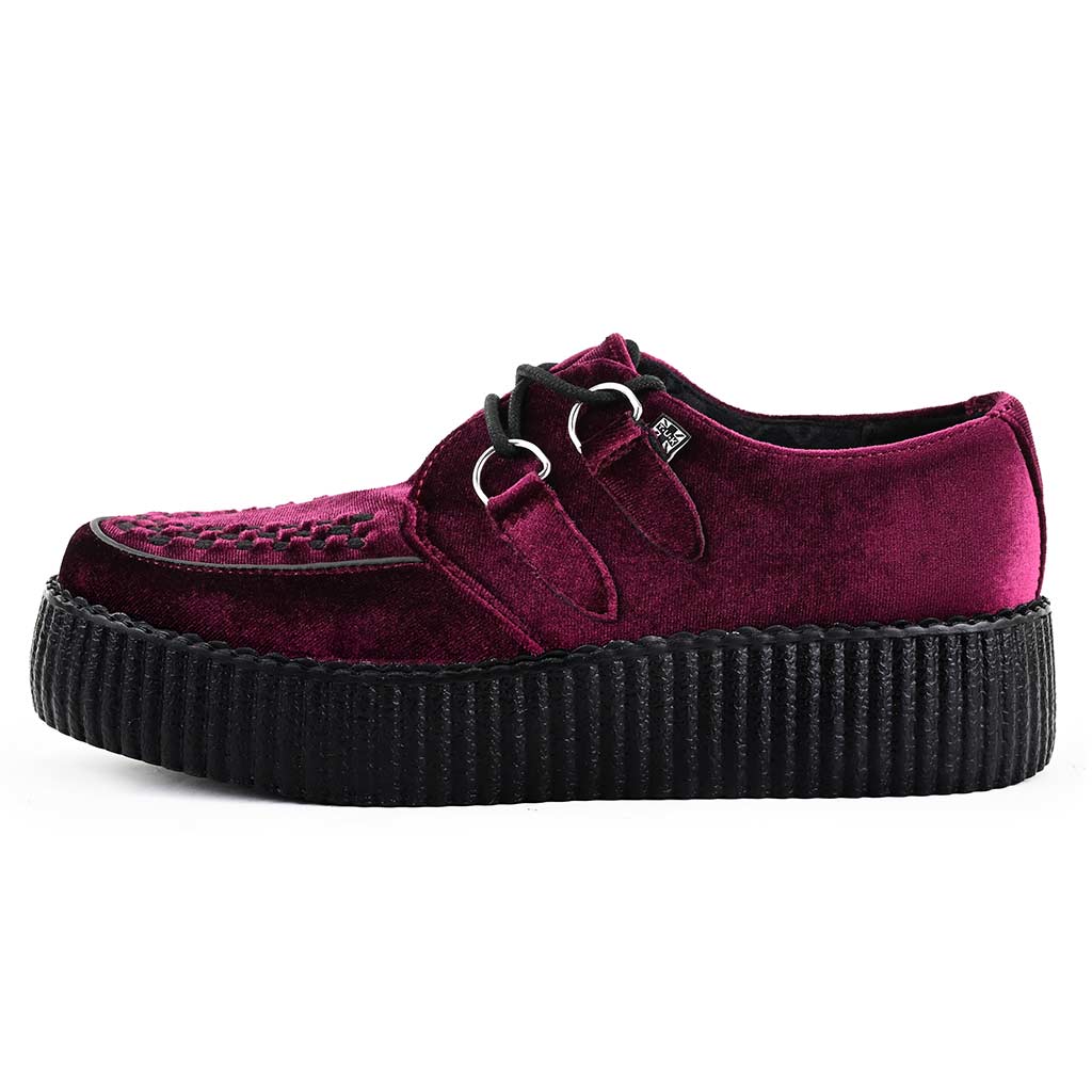 TUK Shoes Viva High Creeper Burgundy Velvet