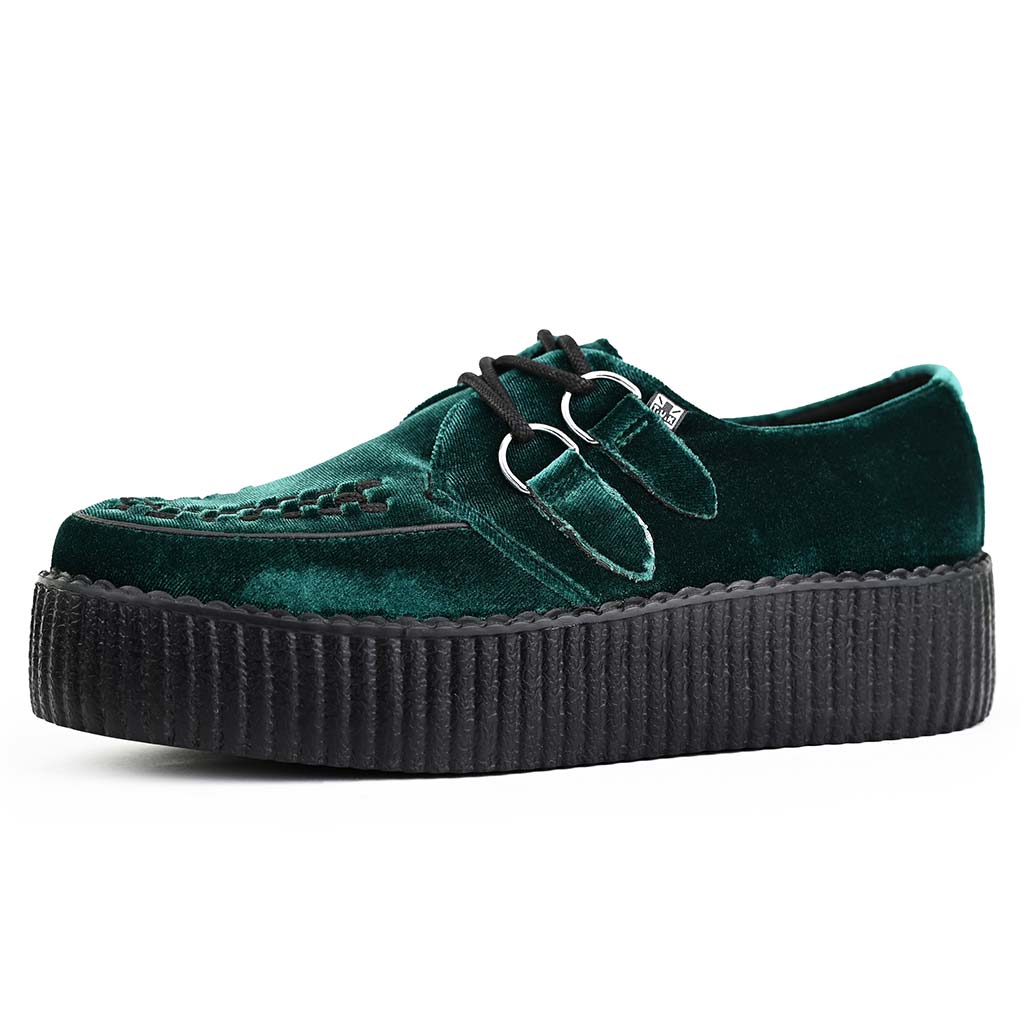 TUK Shoes Viva High Creeper Emerald Velvet