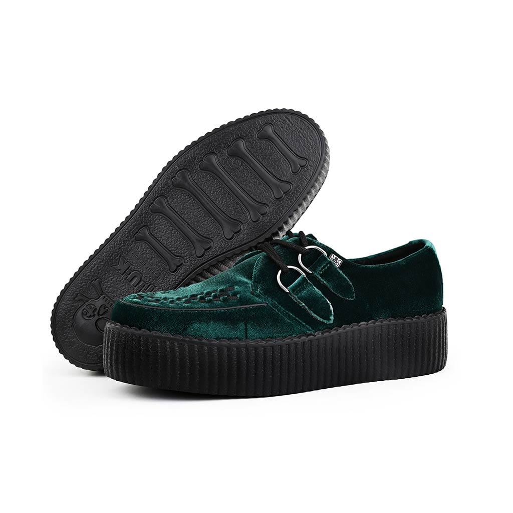 TUK Shoes Viva High Creeper Emerald Velvet