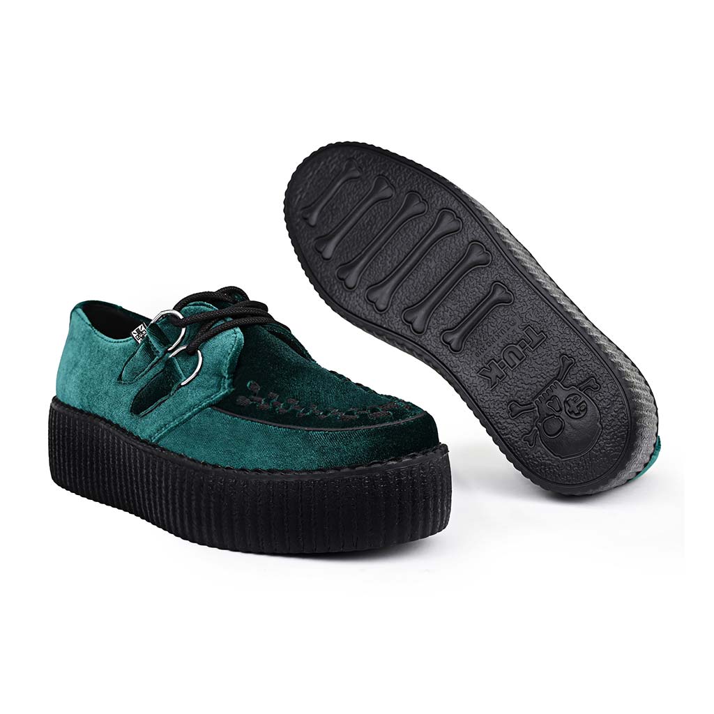 TUK Shoes Viva High Creeper Emerald Velvet