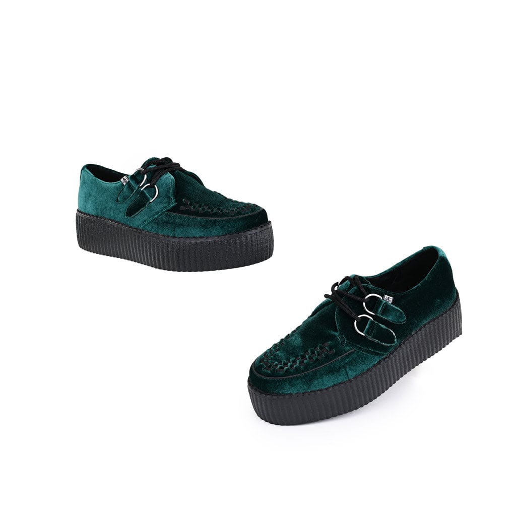 TUK Shoes Viva High Creeper Emerald Velvet