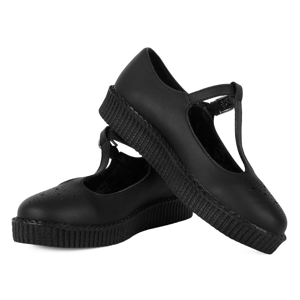 TUK Shoes Ballet Creeper Single Strap Black Vegan Leather